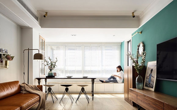 设计简约很耐看的大户型，客厅飘窗设计很实用，全屋装修真大气！