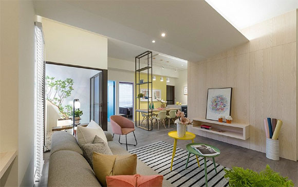 色彩搭配很亮丽的北欧风公寓装修,简约时尚有活力,难得一见!