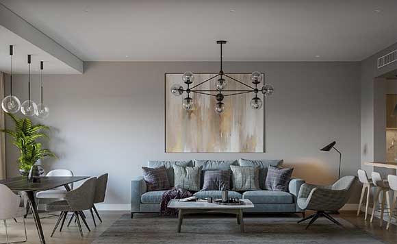 简约现代风格两房装修，餐桌摆阳台，卧室装玻璃衣柜，漂亮极了！