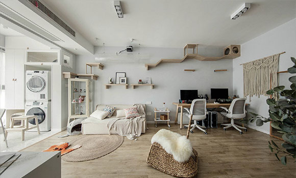 60㎡北欧风格装修特别舒适,打通阳台改洗衣房,虽然杂乱却很温馨!