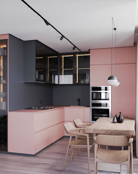 有质感的一居室装修设计，玻璃墙隔出衣帽间，格调高雅上档次！