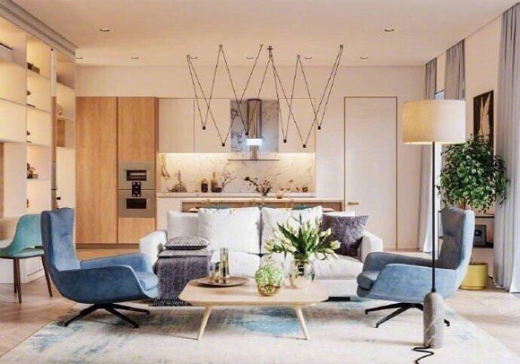 美观时尚的现代风格设计，开放式厨房加双客厅，儿童房实用极了！