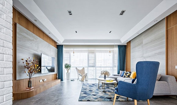简约时尚的现代风格四居室装修，电视墙沙发墙真大气，全屋很耐看！