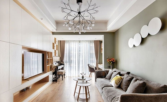 打通阳台当书房,电视墙打柜子,清新简约的小户型,全屋装修很实用!
