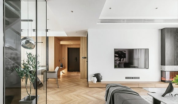 极简现代风格复式楼装修，简约时尚真好看，书房设地台更实用！