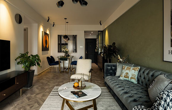 复古精致的小户型装修,客厅装飘窗真实用,色彩搭配真漂亮!