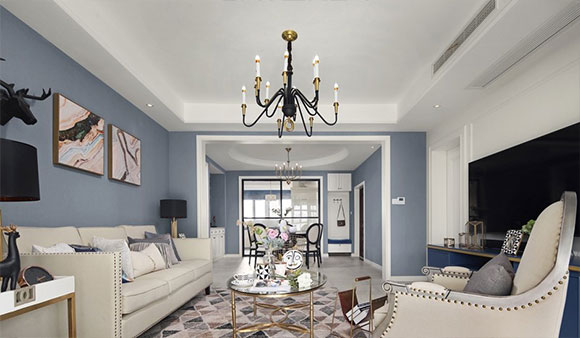 现代美式风格大户型装修，餐厅圆形吊顶特漂亮，全屋真好看！