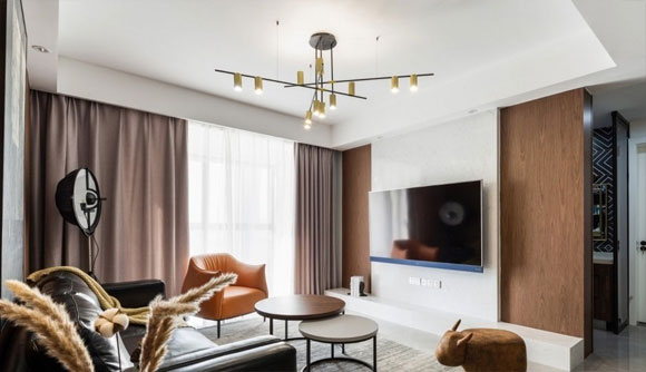 很有质感的三房装修,书房装隐形门,全屋咖啡色真好看!