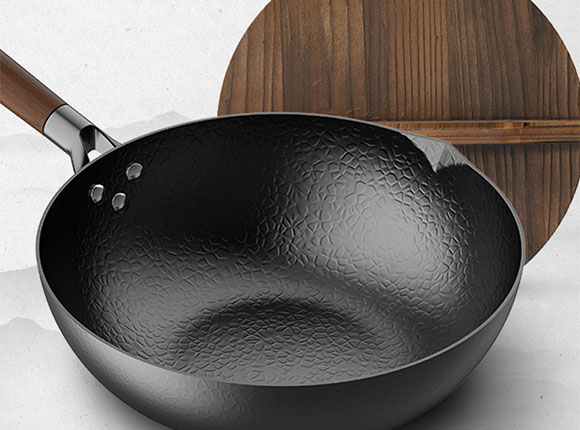 健康无化学涂层不粘锅,手打工艺不生锈,一体成型少油烟!