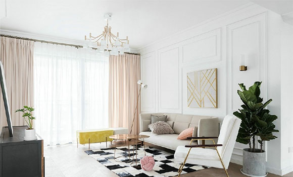 干净通透的白色空间，精致优雅不失高感级，轻奢风设计低调有内涵！