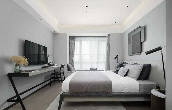 简洁时尚的现代风格装修，兼顾美观与实用性，适合在家办公的朋友！