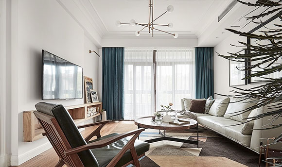 她家文艺复古北欧风装修,电视柜挂上墙,有品位够档次的大户型!