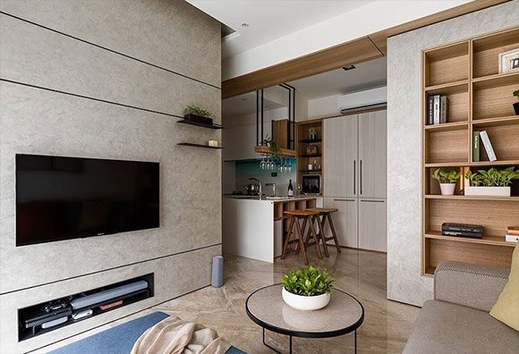 入户装隔断柜,开放式厨房,收纳空间设置巧妙,居然有种豪宅范!