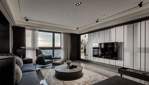 时尚酷炫的现代风格大户型空间，色彩搭配很高级，全屋真是大气！