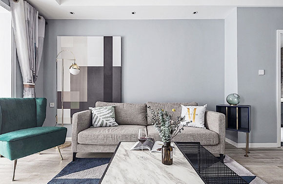 北欧风两房装修,浅灰色乳胶漆墙面,卡座式餐厅,一家三口很幸福!