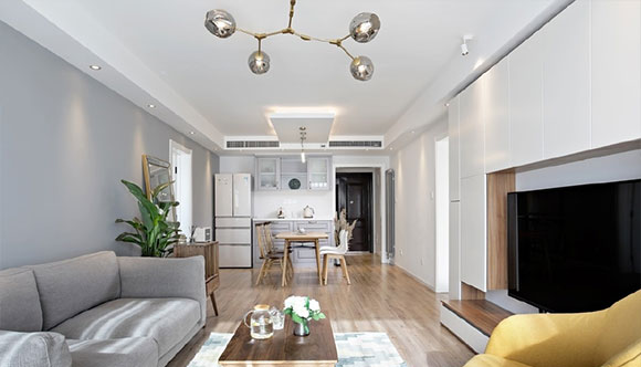 有质感的现代风格装修，吊顶造型简洁却很漂亮，简约时尚不易过时！