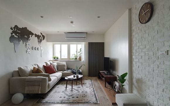 简约清新的小两房,鞋柜餐边柜一体,小户型这样装修温馨又实用!