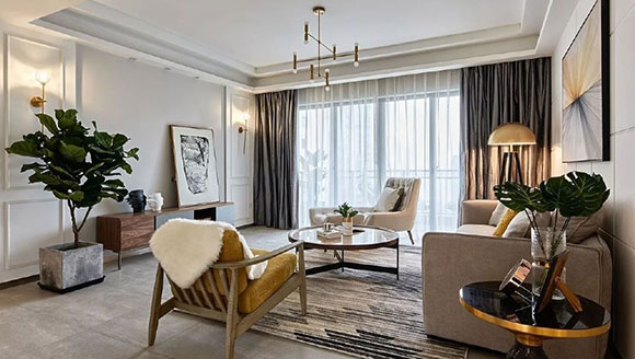 126㎡三房装修特别耐看,书房地面抬高,北欧风加轻奢风真漂亮!