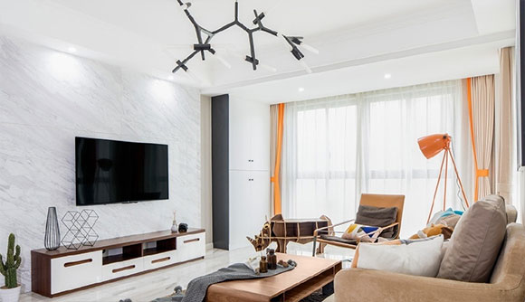 阳台打通装柜子，卧室床头背景墙贴壁纸，设计简约时尚特别养眼！