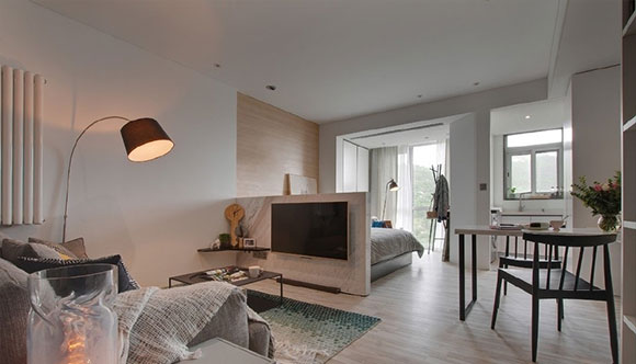 特别实用的单身公寓装修，布局与收纳设计合理，小巧精致很温馨！