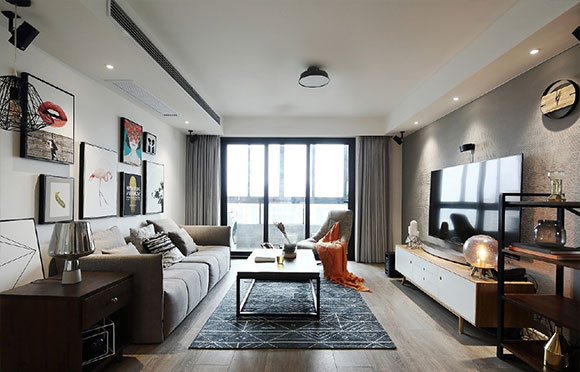 北欧风装修居然也能很个性,灰色硅藻泥电视背景墙,全屋真漂亮!