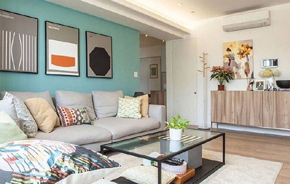 90㎡北欧风两房装修,文化电视背景墙,床头墙面装玻璃,十分漂亮!