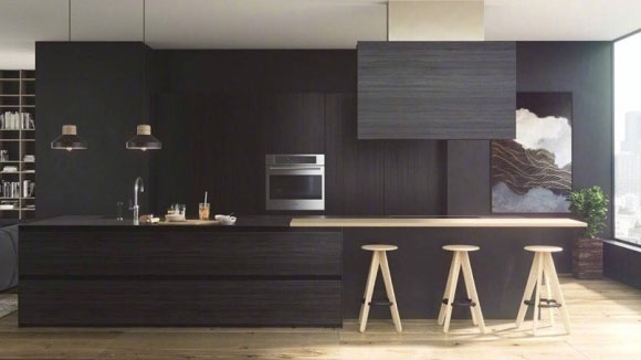 8套很高级的厨房装修案例,开放式加暗色系,效果真上档次!