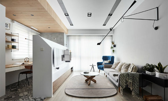 干净清爽的北欧风公寓装修,电视墙隔出的小书房真心实用,晒晒!