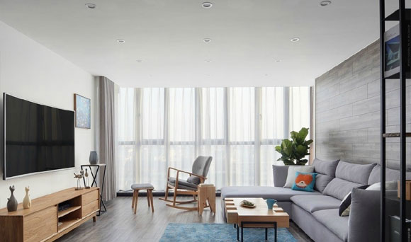 118㎡北欧风装修，设计简洁素雅却温馨舒适，木地板沙发墙真漂亮！