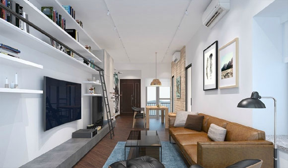 82㎡工业风LOFT公寓装修设计，电视背景墙装吊柜，设计简约很时尚！