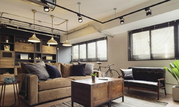 100㎡复古工业风loft装修,全屋不吊顶线管外漏,另类个性有豪宅范!