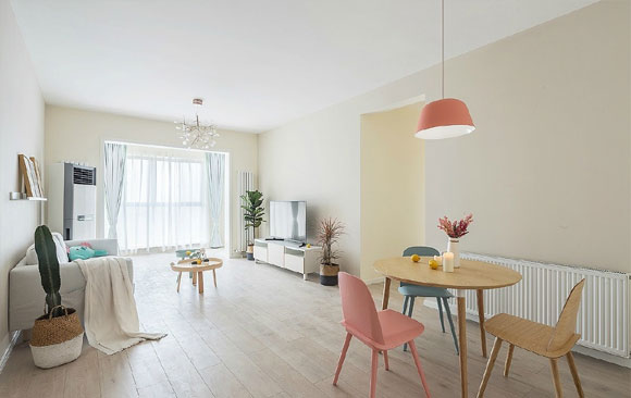 极简北欧风两房装修,米黄色墙面很温馨,装修预算不高可以借鉴!