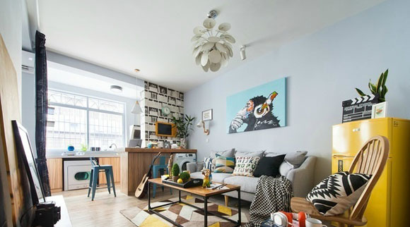 活力四射的北欧风公寓装修,单身文艺男的小空间,谁来做女主人?