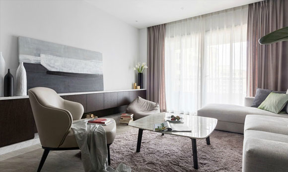 设计简约、格调高雅的时尚空间，深灰色乳胶漆墙面，现代风格设计真漂亮！