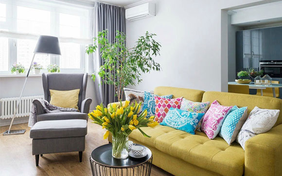她家北欧风装修设计，两房改一房，客厅变厨房，配色活泼特别舒服！