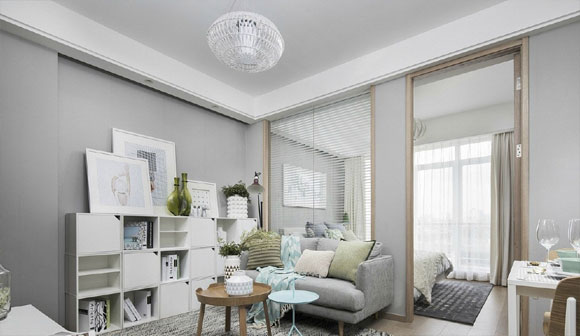 淡灰色小户型装修，层次分明特别清爽，难得一见的现代风格设计！