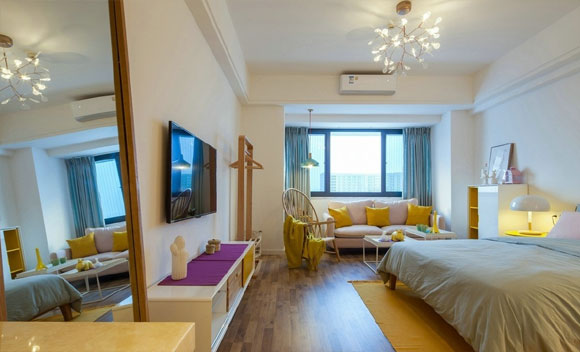 北欧风单身公寓装修设计，色彩清新不失活泼，去繁就简特别舒服！