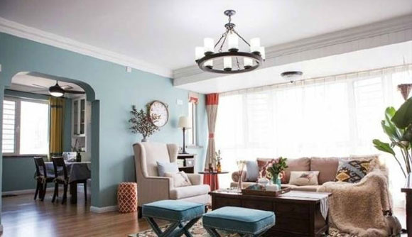 田园美式风格设计的小家，打通卧室阳台，餐厅装卡座，全屋真漂亮！