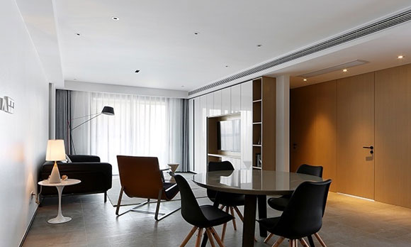 电视墙打满柜子，卧室装隐形门，极简现代风格空间也能很大气！