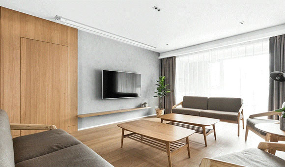 日式风格设计也能玩个性，别具一格的大户型装修，灰色墙面特耐看！