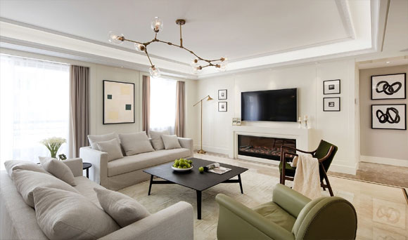 气质美如兰的大户型，配色干净却很上档次，吊顶造型设计真漂亮！