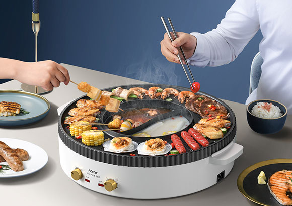 朋友聚会却不会做饭，用涮烤煎煮多功能网红一体锅，你也是“厨神”！