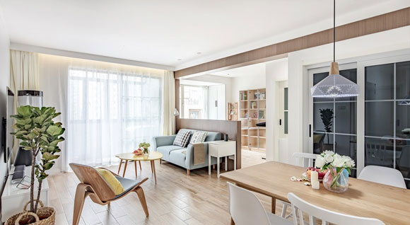 客厅隔出书房，入户鞋柜做到顶，这个设计简洁的家能让人忘掉烦恼！