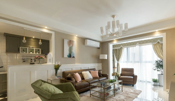 她家北欧风混搭美式,墙面乳胶漆颜色真漂亮,一进门就被吸引!