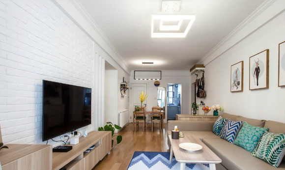 高品质北欧风空间,文化石电视背景墙,阳台打柜子,全屋很实用!