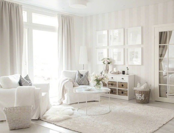 梦幻的白色空间,开放式大厨房,卧室装玻璃门,效果很典雅!