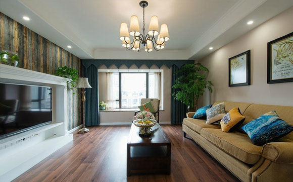 淳朴自然的田园风格装修，阳台餐厅间装吧台，全屋设计简洁很亲切！