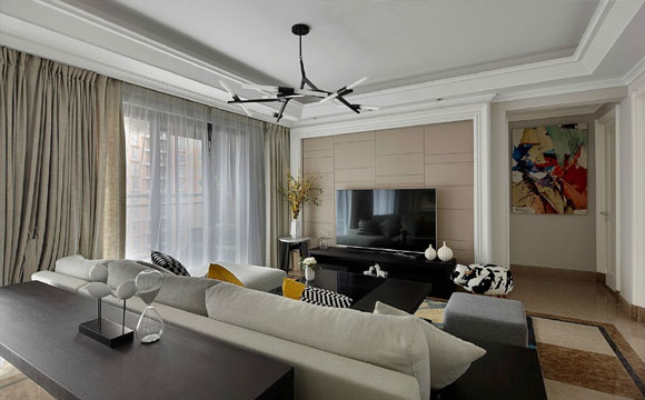 福州夫妻家的精致场面，灰色墙面白色吊顶，设计简约时尚却很大气！