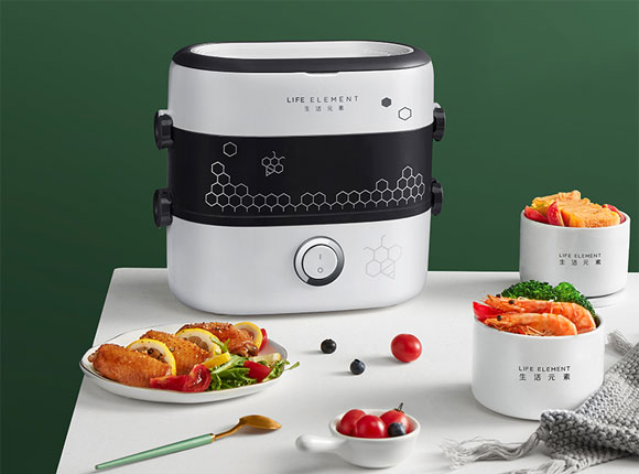 生活元素陶瓷电热饭盒/可插电加热保温便当盒!