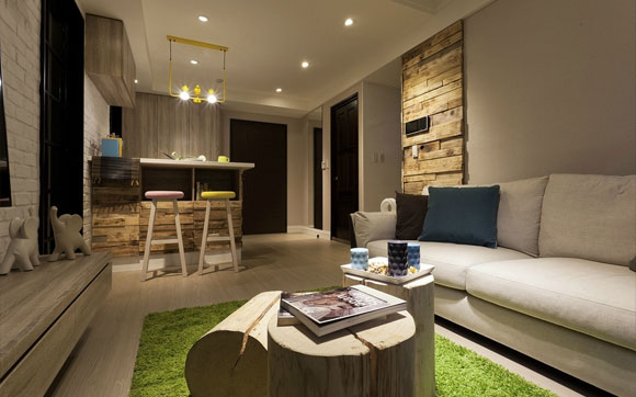 卧室装玻璃门，北欧风婚房设计效果很别致，入户多功能吧台最实用！